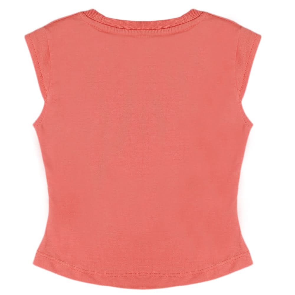 Girls Half Sleeves T-Shirt - Peach, Kids, Girls T-Shirts, Chase Value, Chase Value