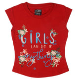 Girls Half Sleeves T-Shirt - Red, Kids, Girls T-Shirts, Chase Value, Chase Value