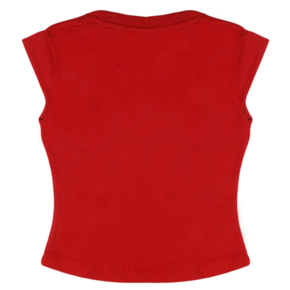 Girls Half Sleeves T-Shirt - Red, Kids, Girls T-Shirts, Chase Value, Chase Value
