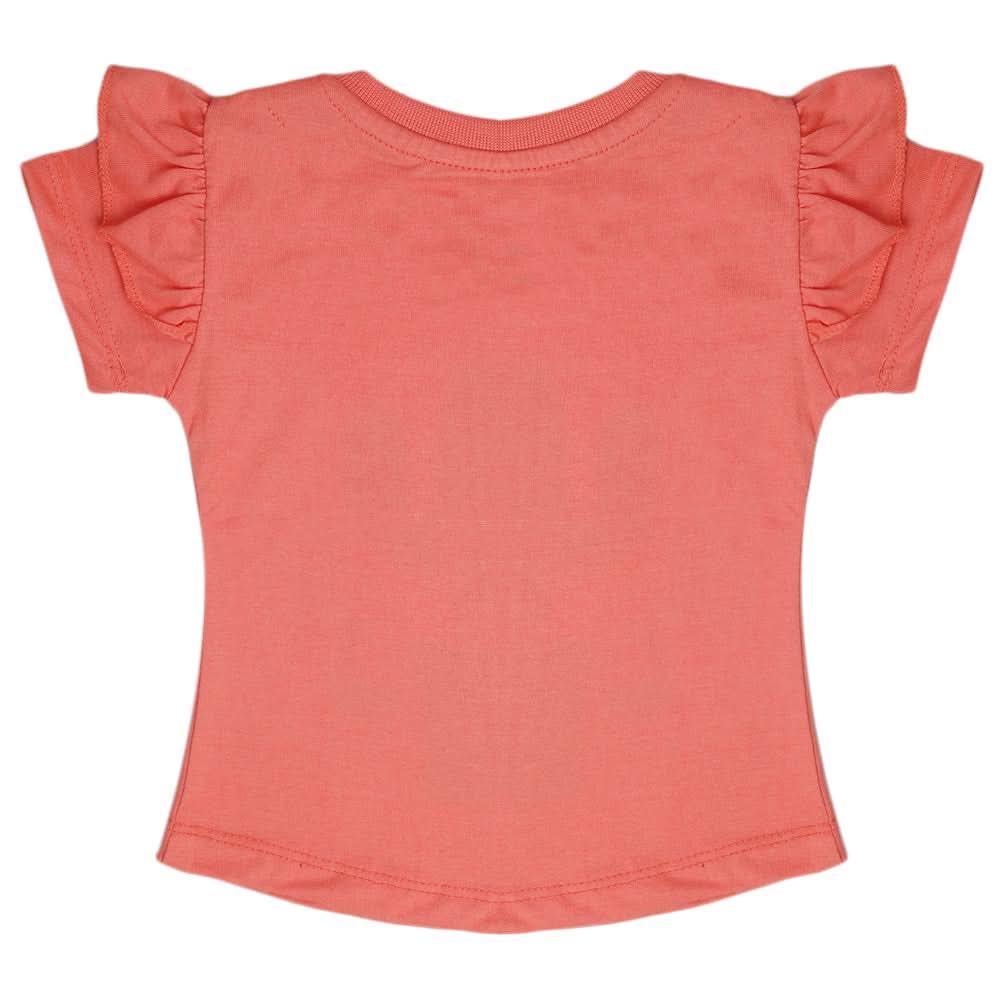 Girls Half Sleeves T-Shirt - Peach, Kids, Girls T-Shirts, Chase Value, Chase Value