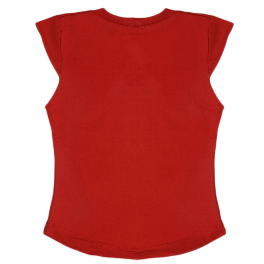 Girls Half Sleeves T-Shirt - Red, Kids, Girls T-Shirts, Chase Value, Chase Value