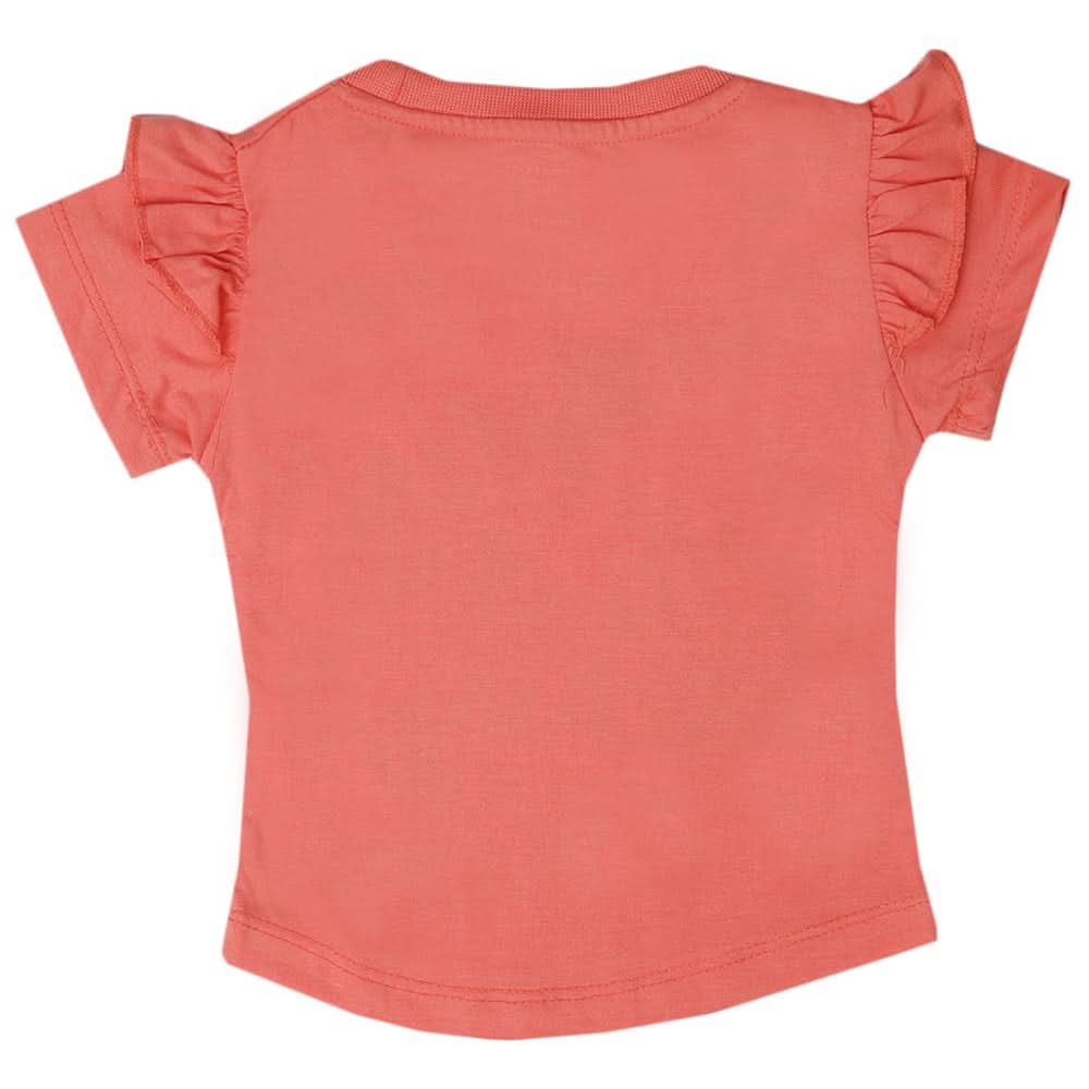 Girls Half Sleeves T-Shirt - Dark Peach, Kids, Girls T-Shirts, Chase Value, Chase Value