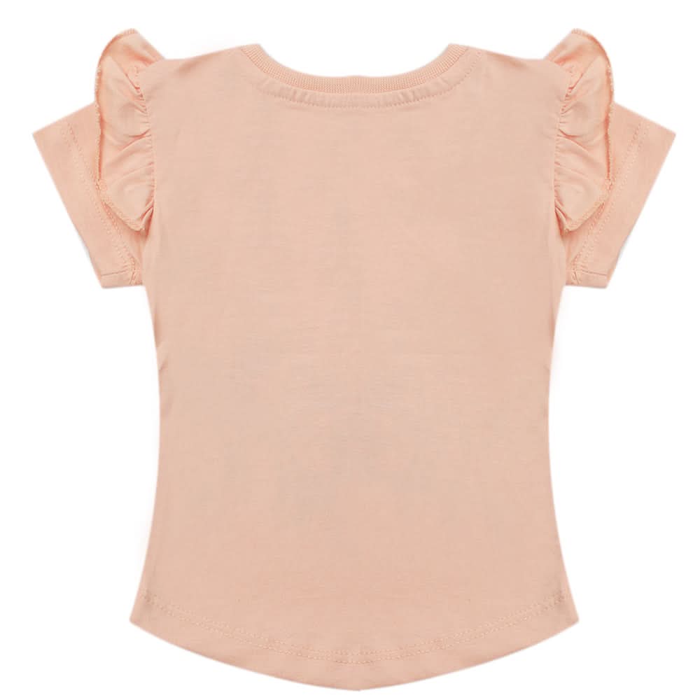 Girls Half Sleeves T-Shirt - Peach, Kids, Girls T-Shirts, Chase Value, Chase Value
