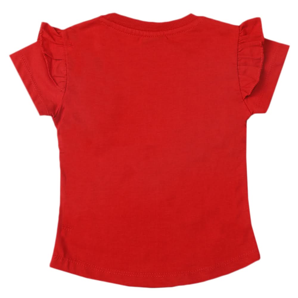 Girls Half Sleeves T-Shirt - Red, Kids, Girls T-Shirts, Chase Value, Chase Value