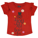 Girls Half Sleeves T-Shirt - Red, Kids, Girls T-Shirts, Chase Value, Chase Value