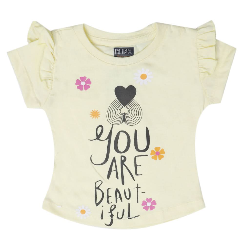 Girls Half Sleeves T-Shirt - Lemon, Kids, Girls T-Shirts, Chase Value, Chase Value