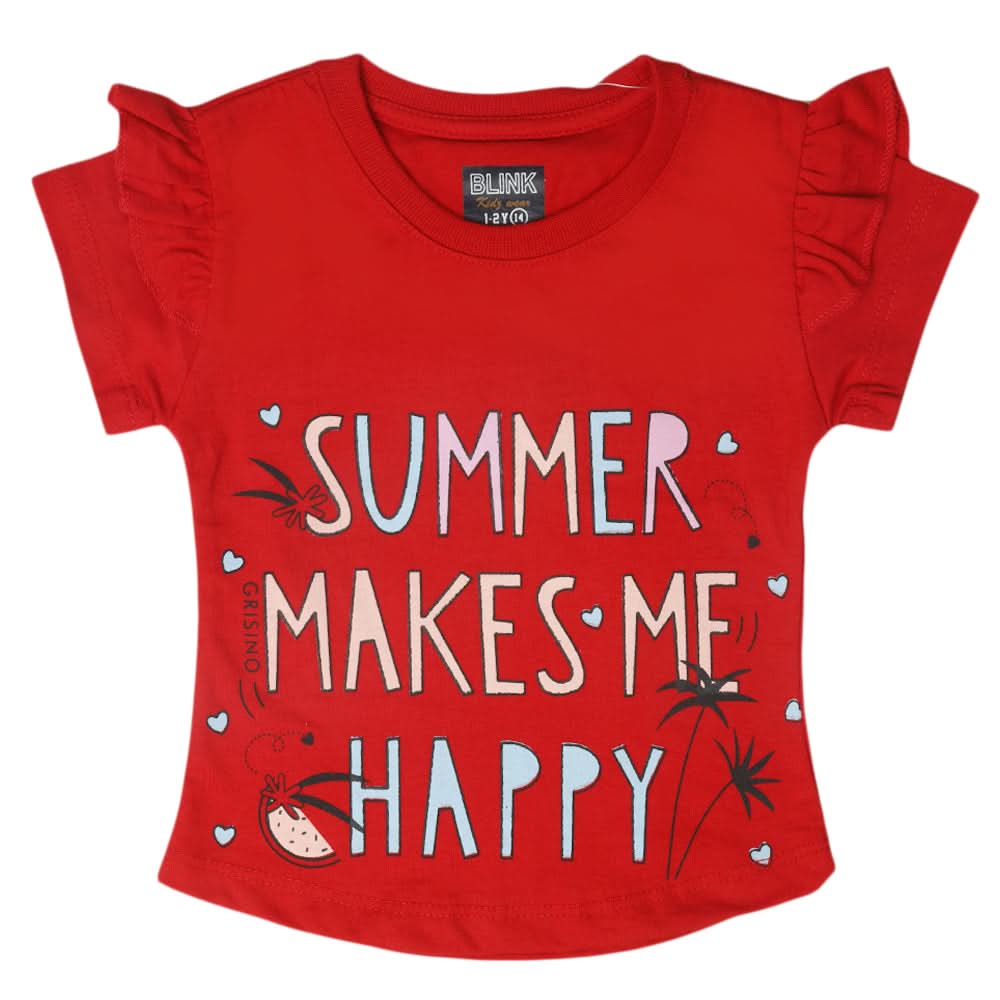 Girls Half Sleeves T-Shirt - Red, Kids, Girls T-Shirts, Chase Value, Chase Value