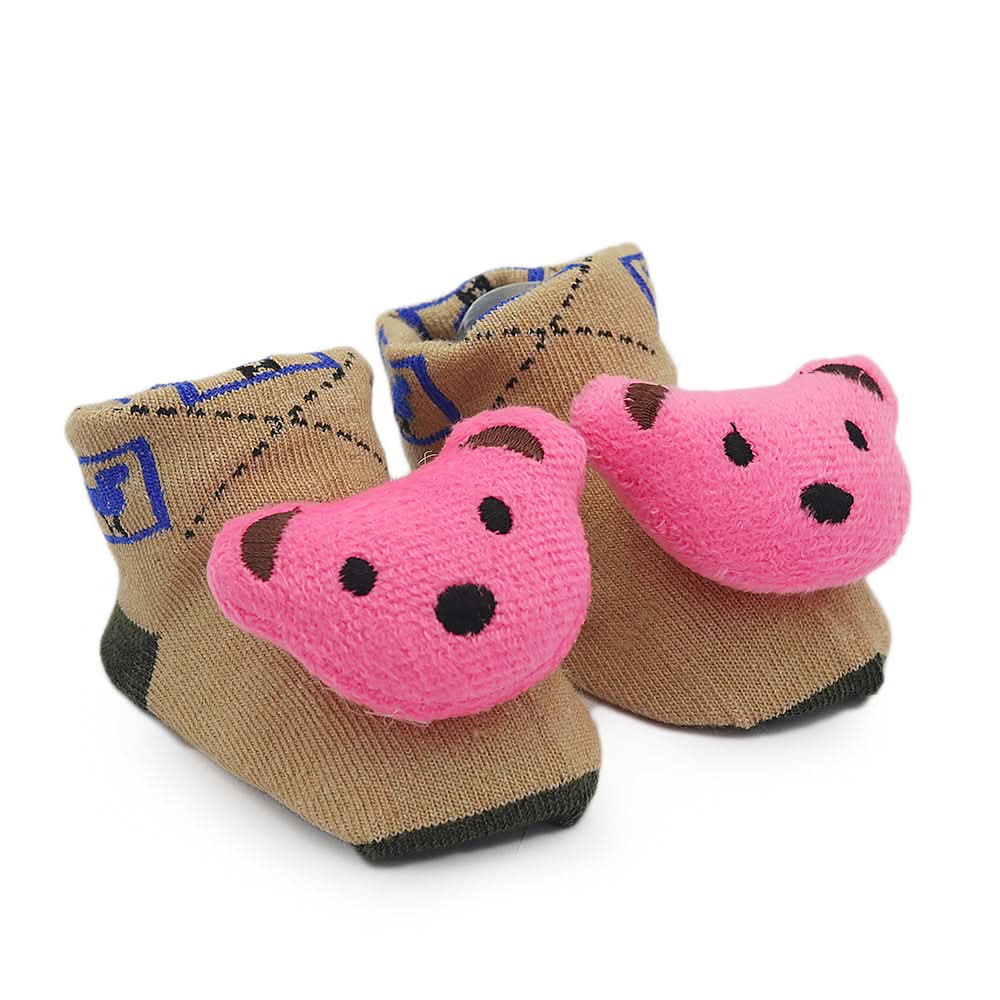 Baby Socks Booties - Pink - Light Brown, Kids, NB Shoes And Socks, Chase Value, Chase Value
