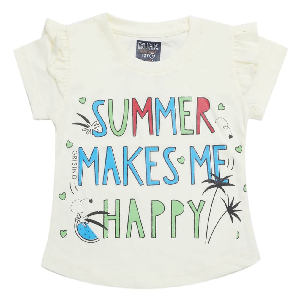 Girls Half Sleeves T-Shirt - Cream, Kids, Girls T-Shirts, Chase Value, Chase Value