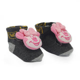 Baby Socks Booties - Pink - Dark Grey, Kids, NB Shoes And Socks, Chase Value, Chase Value