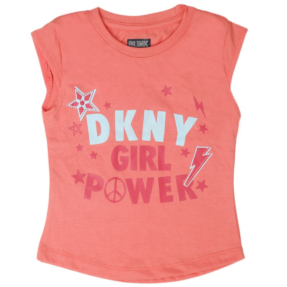 Girls Half Sleeves T-Shirt - Peach, Kids, Girls T-Shirts, Chase Value, Chase Value