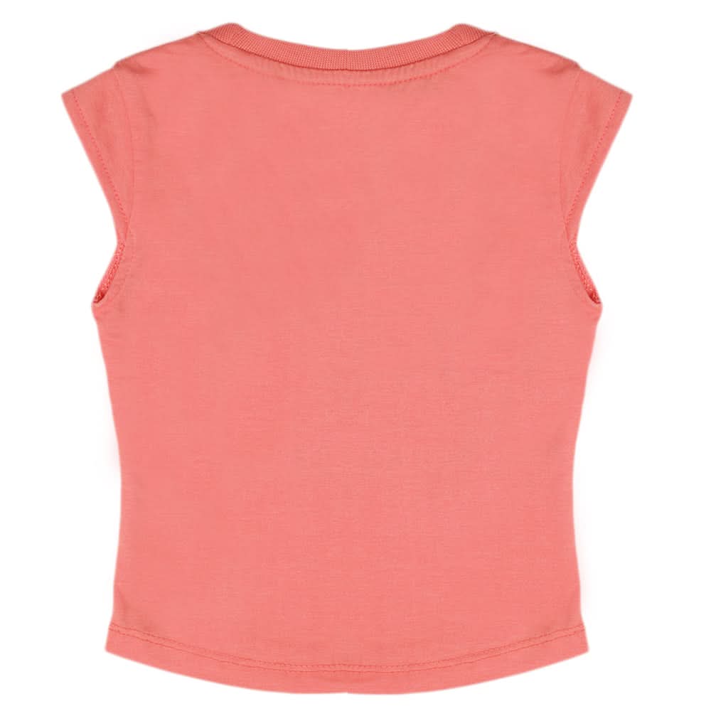 Girls Half Sleeves T-Shirt - Peach, Kids, Girls T-Shirts, Chase Value, Chase Value