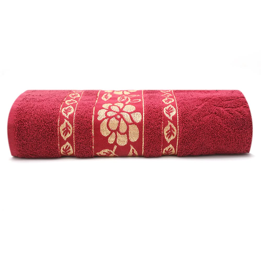 Embossed Flower Bath Towel - Maroon, Home & Lifestyle, Bath Towels, Chase Value, Chase Value