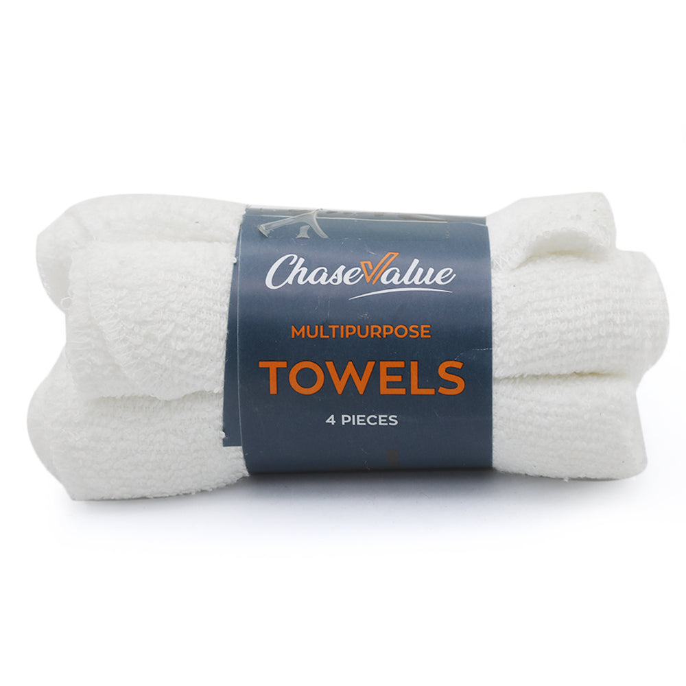 Multipurpose Towels 4Pcs - White, Home & Lifestyle, Bath Towels, Chase Value, Chase Value