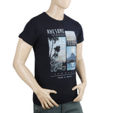 Men's Half Sleeves Printed T-Shirt - Navy Blue, Men, T-Shirts And Polos, Chase Value, Chase Value