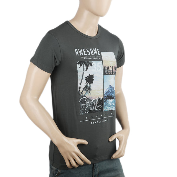 Men's Half Sleeves Printed T-Shirt - Grey, Men, T-Shirts And Polos, Chase Value, Chase Value