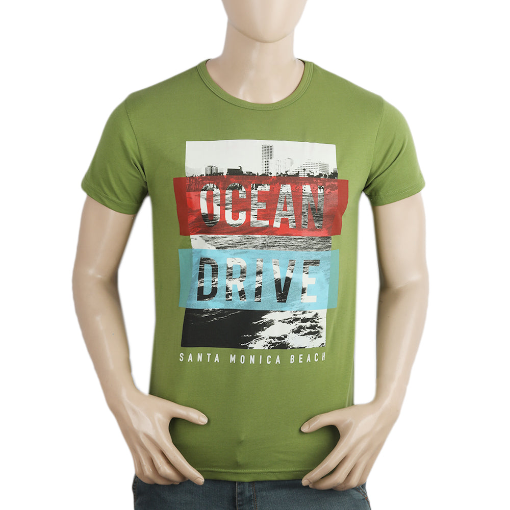 Men's Half Sleeves Printed T-Shirt - Olive, Men, T-Shirts And Polos, Chase Value, Chase Value