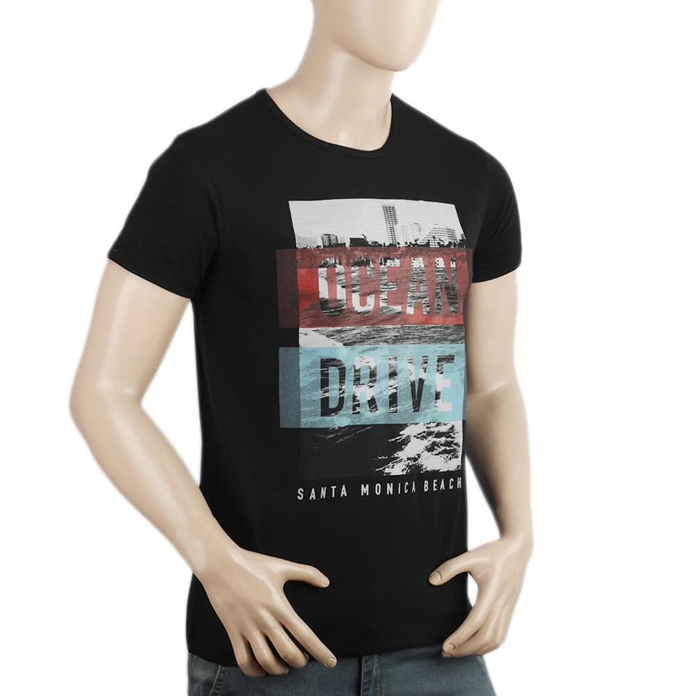 Men's Half Sleeves Printed T-Shirt - Black, Men, T-Shirts And Polos, Chase Value, Chase Value