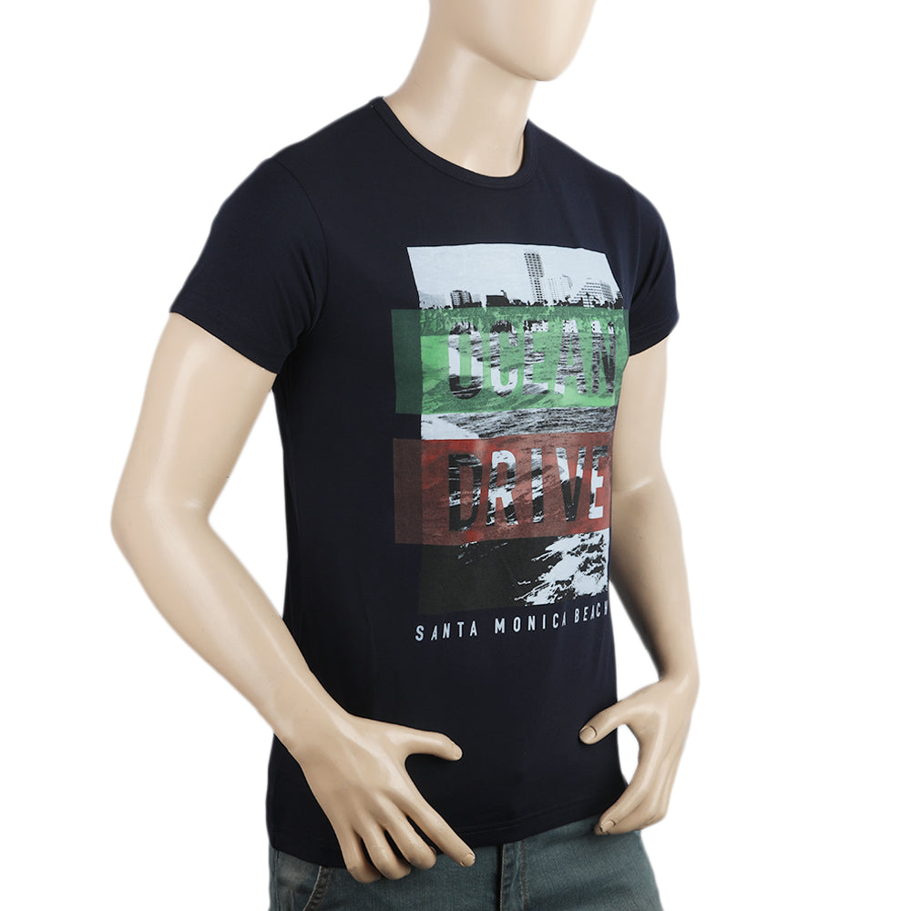 Men's Half Sleeves Printed T-Shirt - Navy Blue, Men, T-Shirts And Polos, Chase Value, Chase Value