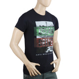 Men's Half Sleeves Printed T-Shirt - Navy Blue, Men, T-Shirts And Polos, Chase Value, Chase Value