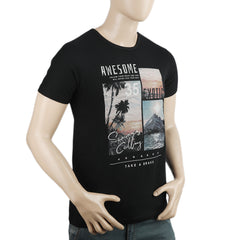 Men's Half Sleeves Printed T-Shirt - Black, Men, T-Shirts And Polos, Chase Value, Chase Value