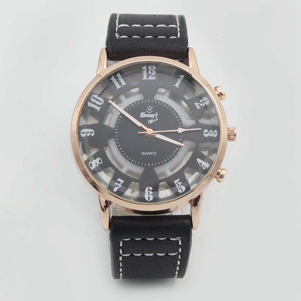 Men's Skeleton Strap Watch - Black & Golden, Men, Watches, Chase Value, Chase Value