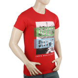Men's Half Sleeves Printed T-Shirt - Red, Men, T-Shirts And Polos, Chase Value, Chase Value