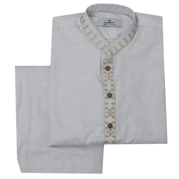 Boys Eminent Embroidered Shalwar Suit - Ash White, Boys Shalwar Kameez, Eminent, Chase Value