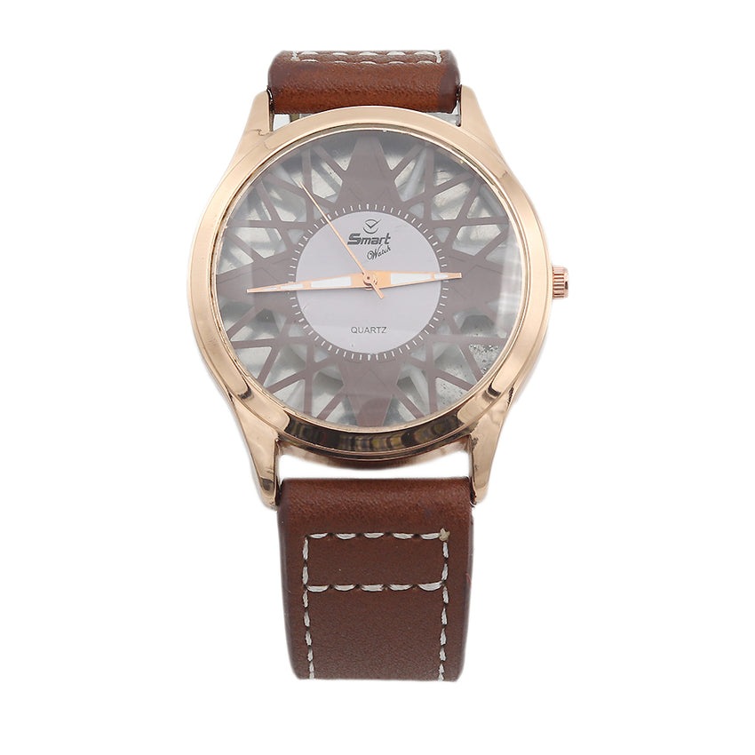 Men's Skeleton Strap Watch - Brown & Golden, Men, Watches, Chase Value, Chase Value
