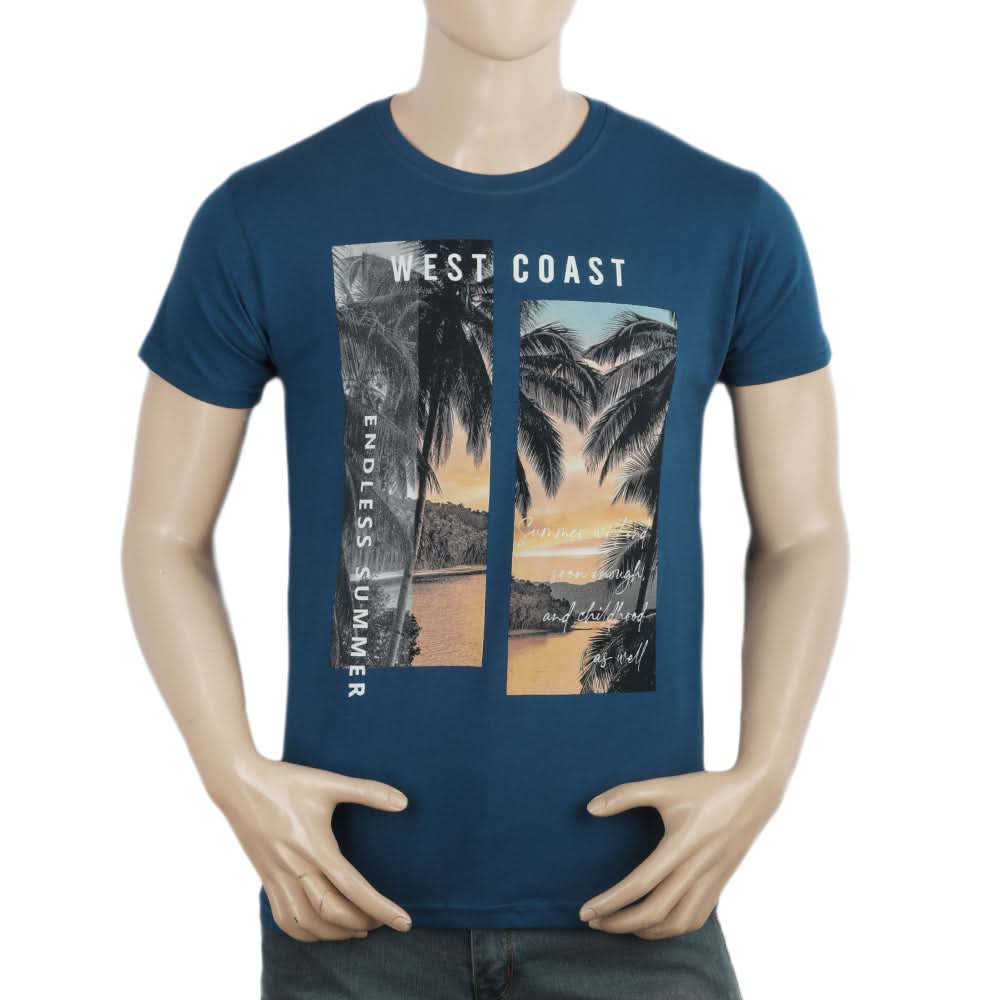 Men's Half Sleeves T-Shirt - Steel Blue, Men, T-Shirts And Polos, Chase Value, Chase Value
