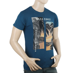 Men's Half Sleeves T-Shirt - Steel Blue, Men, T-Shirts And Polos, Chase Value, Chase Value
