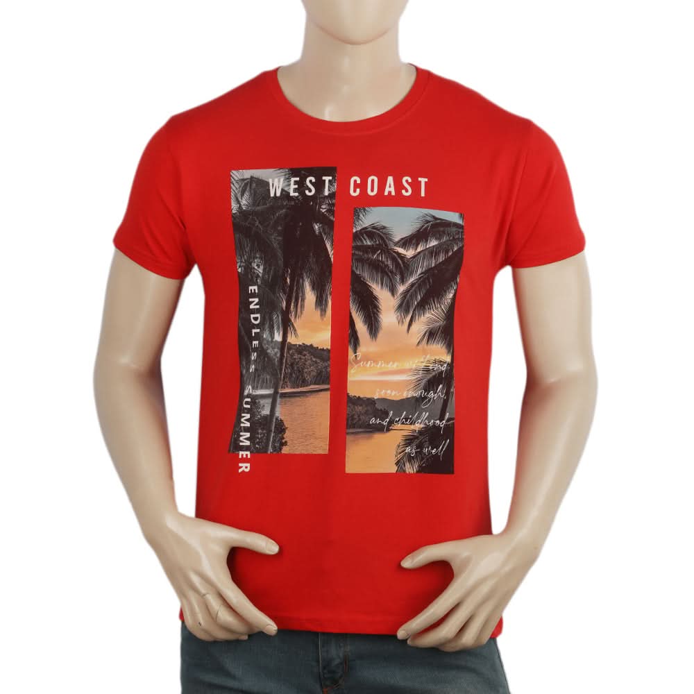 Men's Half Sleeves T-Shirt - Red, Men, T-Shirts And Polos, Chase Value, Chase Value