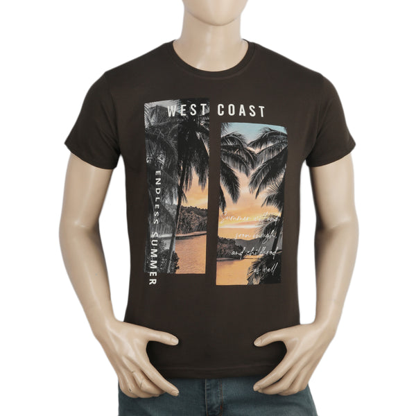 Men's Half Sleeves T-Shirt - Dark Brown, Men, T-Shirts And Polos, Chase Value, Chase Value