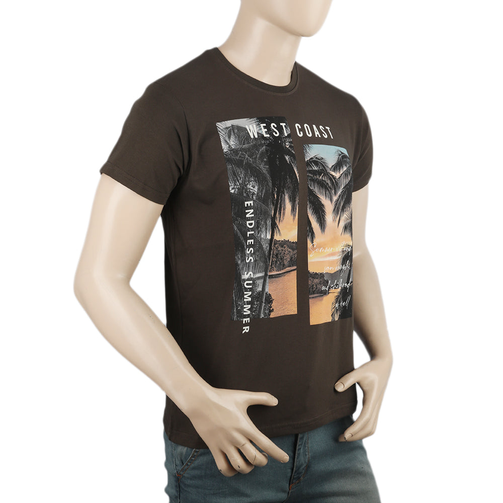 Men's Half Sleeves T-Shirt - Dark Brown, Men, T-Shirts And Polos, Chase Value, Chase Value