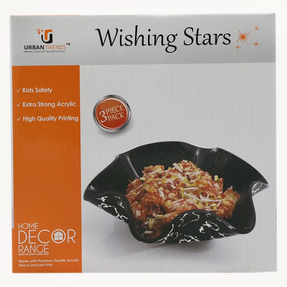 Star Bowl 3 Pcs Set - Black, Home & Lifestyle, Serving And Dining, Chase Value, Chase Value