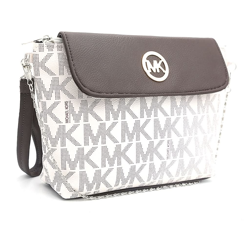 Women's Shoulder Bag K-1234 - White & Coffee, Women, Bags, Chase Value, Chase Value