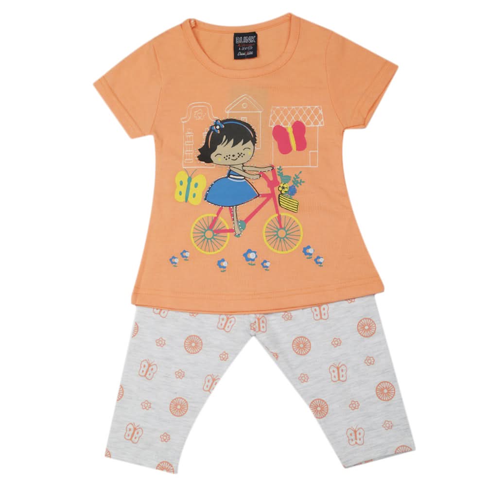 Girls Pajama Suit - Peach, Kids, Girls Sets And Suits, Chase Value, Chase Value