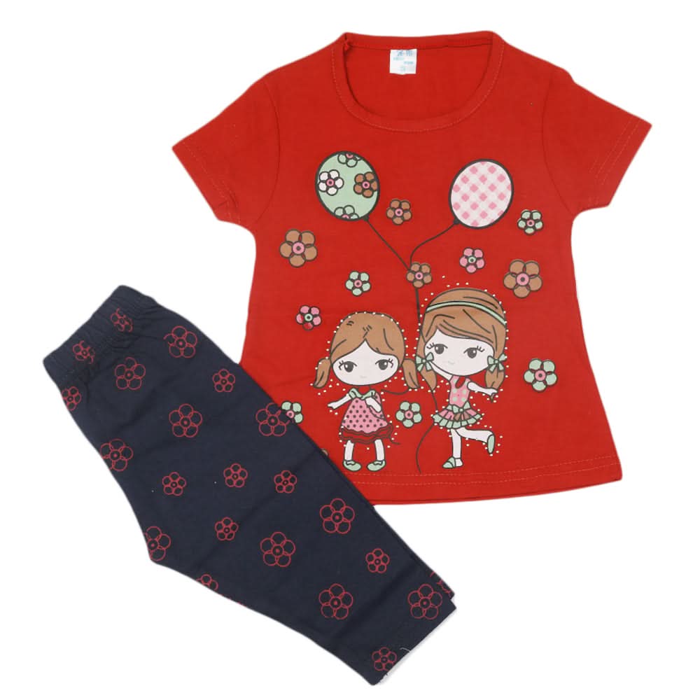 Girls Pajama Suit - Red, Kids, Girls Sets And Suits, Chase Value, Chase Value