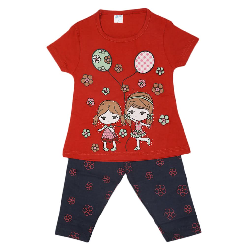 Girls Pajama Suit - Red, Kids, Girls Sets And Suits, Chase Value, Chase Value