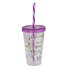 Decorated Tumbler with Straw - Lavender, Home & Lifestyle, Glassware & Drinkware, Chase Value, Chase Value