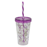 Decorated Tumbler with Straw - Lavender, Home & Lifestyle, Glassware & Drinkware, Chase Value, Chase Value