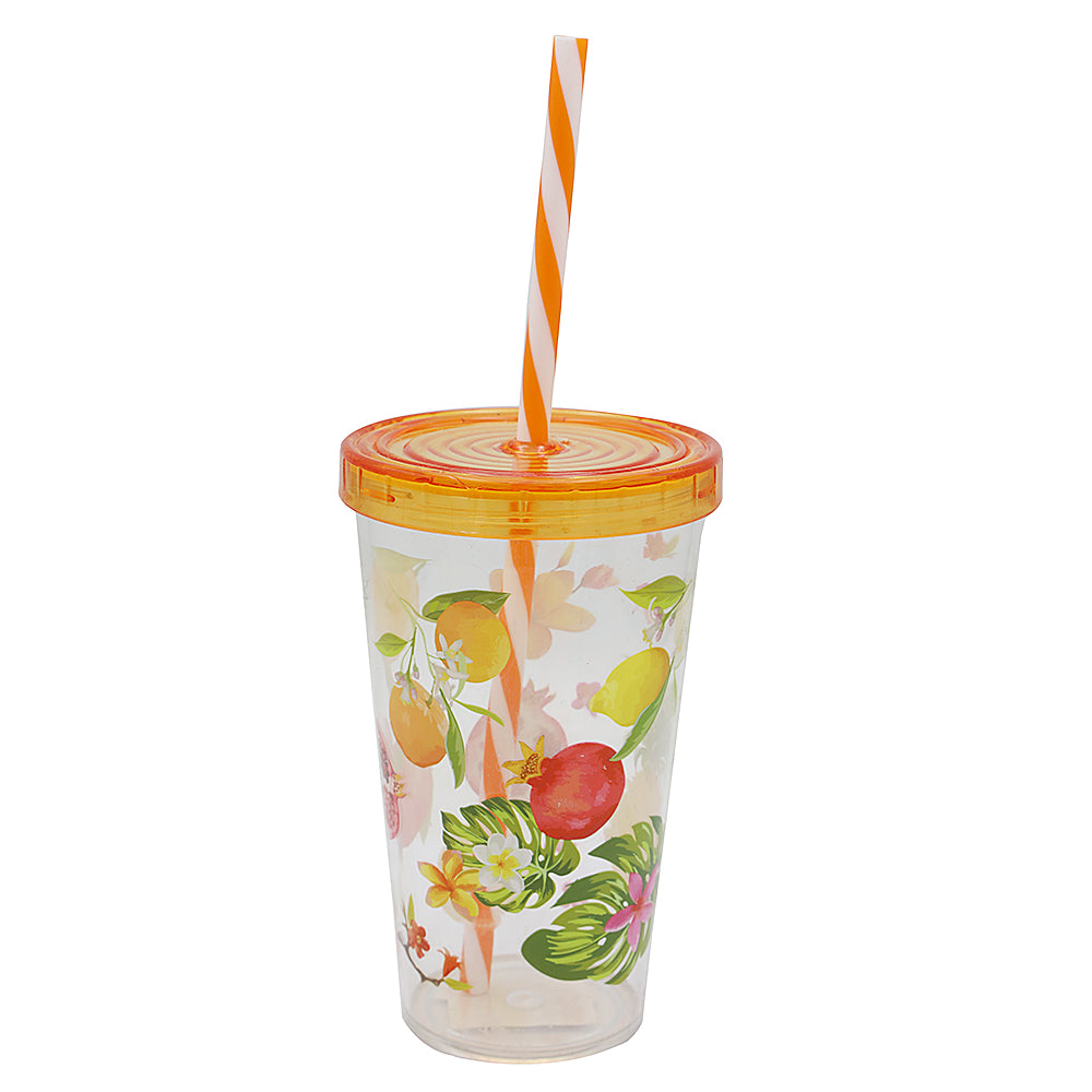 Decorated Tumbler with Straw - Fruits, Home & Lifestyle, Glassware & Drinkware, Chase Value, Chase Value