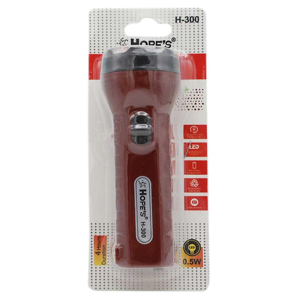 Hopes 1 LED Torch H-300 - Maroon, Home & Lifestyle, Emergency Lights & Torch, Chase Value, Chase Value