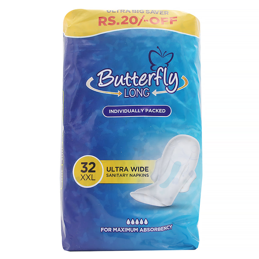 Butterfly Sanitary Pads Ultra Big Saver Xxl - 32Pcs, Beauty & Personal Care, Sanitory Napkins, Chase Value, Chase Value