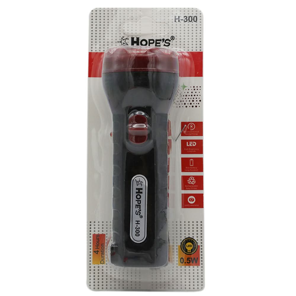 Hopes 1 LED Torch H-300 - Black, Home & Lifestyle, Emergency Lights & Torch, Chase Value, Chase Value
