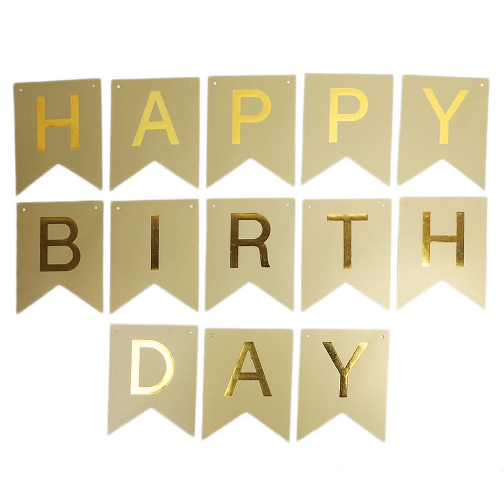Happy Birthday Bunting - Golden, Home & Lifestyle, Decoration, Chase Value, Chase Value