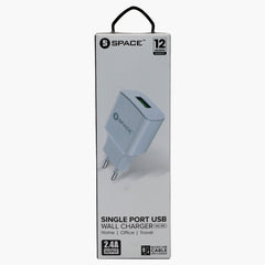Single Port Usb Charger 2.4A WC -100 - White, USB Cables, Chase Value, Chase Value