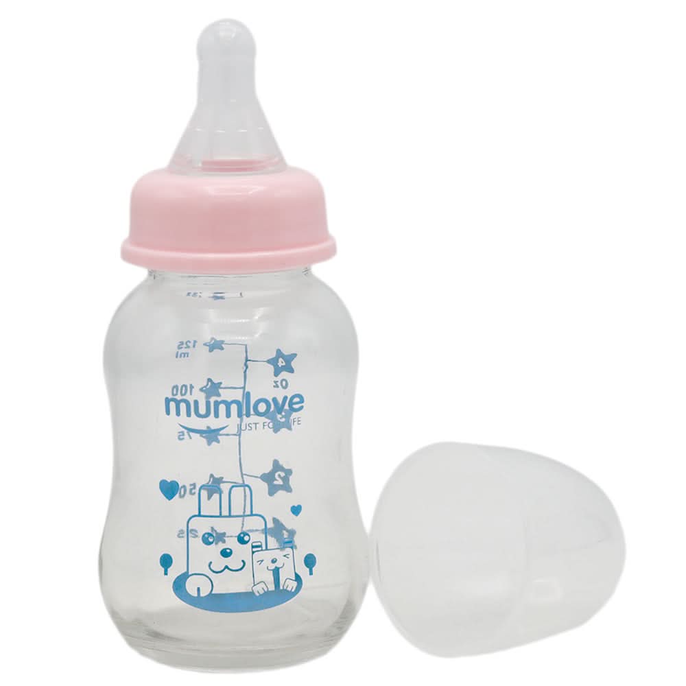 Mum Love Glass Bottle 125ml B0397 - Pink, Kids, Feeding Supplies, Chase Value, Chase Value