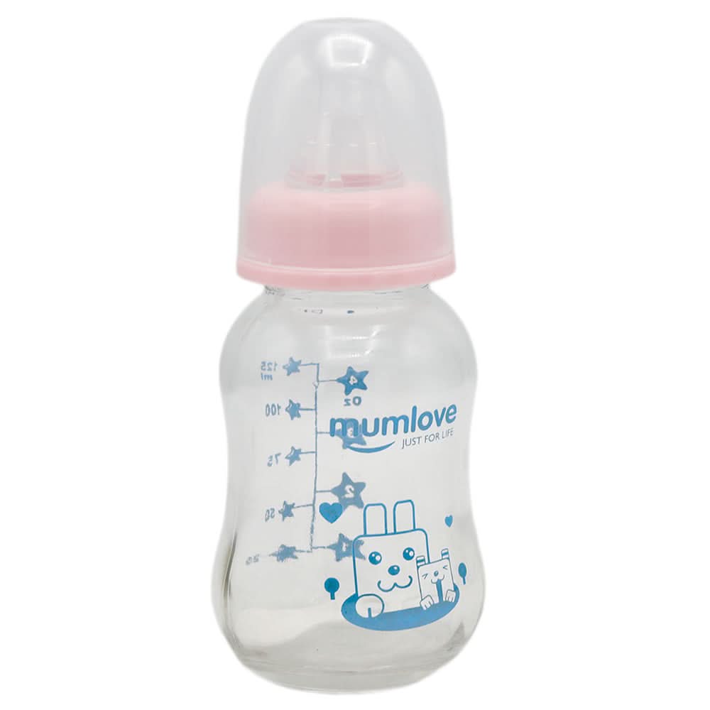 Mum Love Glass Bottle 125ml B0397 - Pink, Kids, Feeding Supplies, Chase Value, Chase Value