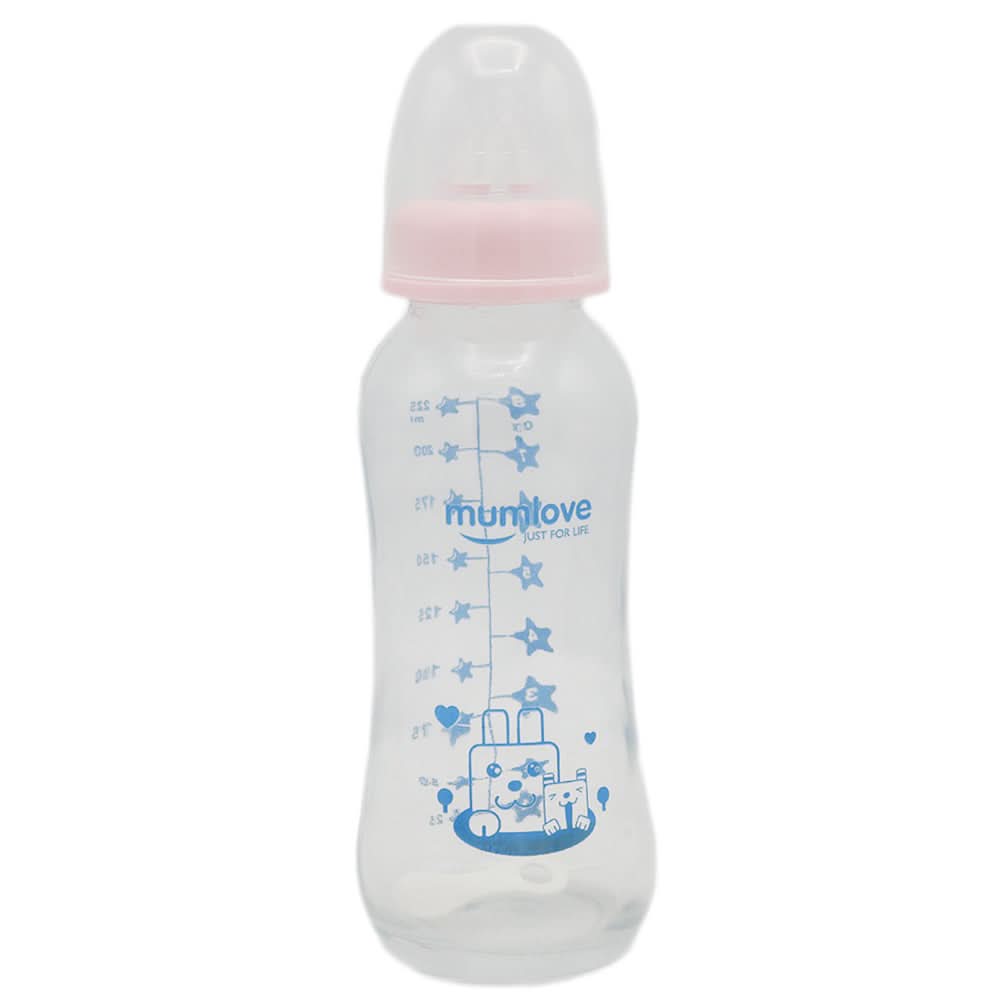 Mum Love Glass Bottle 225ml B0398 - Pink, Kids, Feeding Supplies, Chase Value, Chase Value